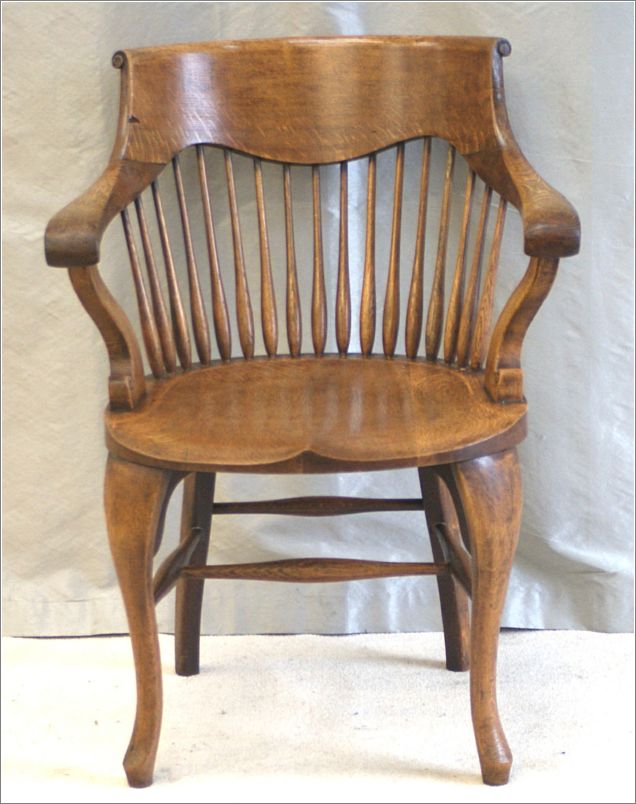 9055 Antique Oak Desk Chair by Shoolbred London (1)